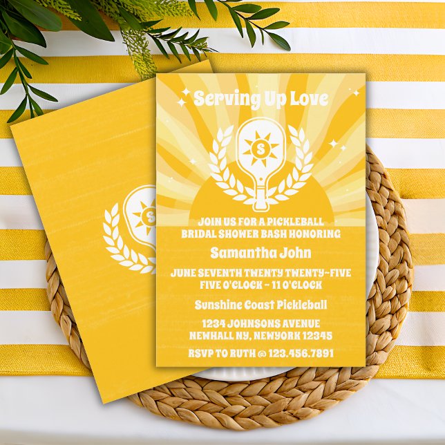 Retro Sunshine Pickleball Bridal Shower Invitation (Bridal Shower Invitation)