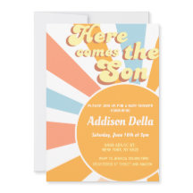 Retro Sunshine Sun Themed Boy Baby Shower