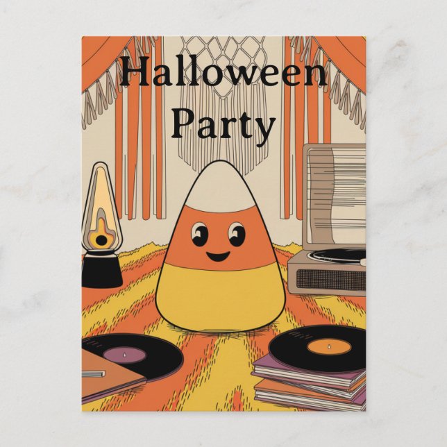 Retro, Super Corn de bonbons Halloween Invitation  (Devant)