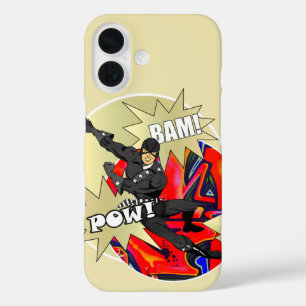 Retro superhero character iPhone 16 case