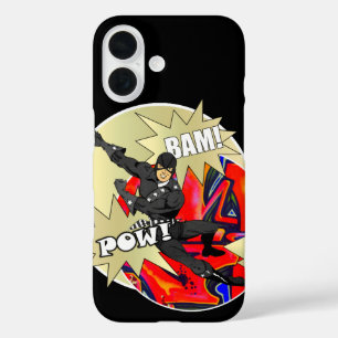 Retro superhero character iPhone 16 case