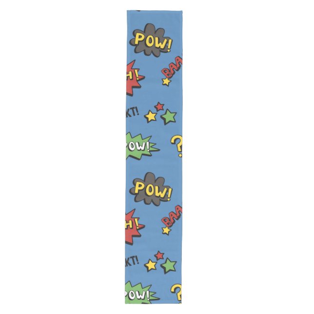 Retro Superhero Kids Pattern Medium Table Runner (Front)