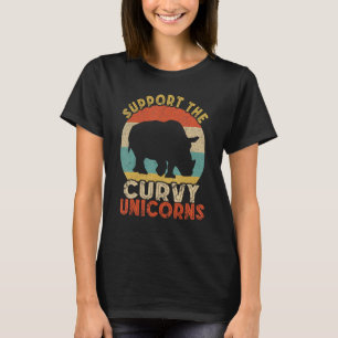 Retro Support Curvy Unicorns Animal Rights Rhinoce T-Shirt