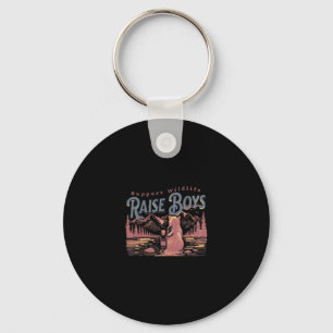 Retro support wildlife raise boys funny mama bear keychain