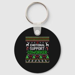 Retro Suprt Coworker Ugly Christmas Saying Quote Keychain