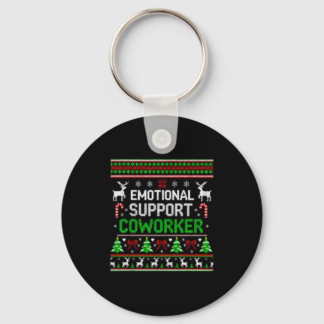 Retro Suprt Coworker Ugly Christmas Saying Quote  Keychain (Front)