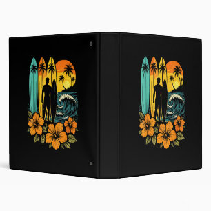 Retro Surf Beach Sunset Tropical Binder