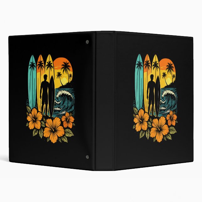 Retro Surf Beach Sunset Tropical Binder (Background)