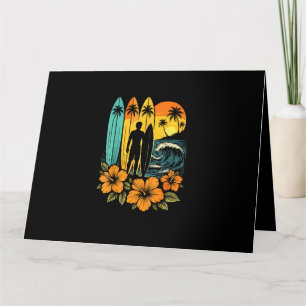 Retro Surf Beach Sunset Tropical Card