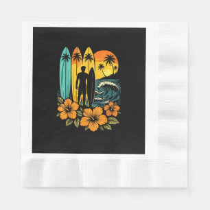 Retro Surf Beach Sunset Tropical Napkin