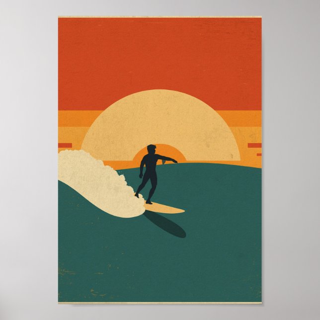 Retro Surf Coastal Sunset Wall Art (Front)