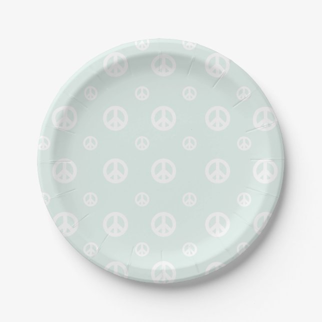 Retro Surf Hippie Peace Sign Birthday Paper Plate (Front)