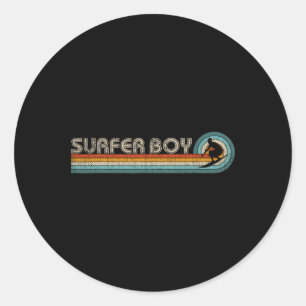 Retro Surf Quote Clothes Surfer Boy Surfer Classic Round Sticker