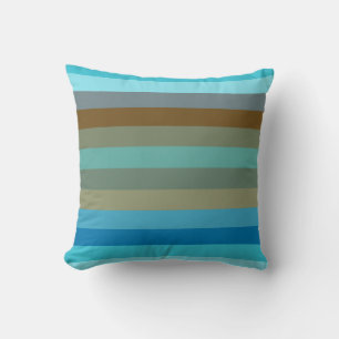 Retro Surf Stripe 1970s Beach Rainbow   Throw Pillow