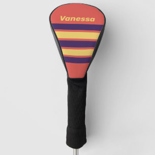 Retro Surf Sunset Across Striping with Name Golf Head Cover
