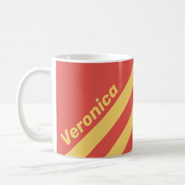 Retro Surf Sunset Three Stripes with Name Coffee Mug (Left)