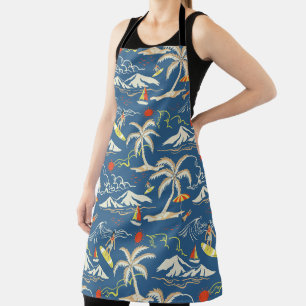 Retro Surf Tropical Pattern Apron