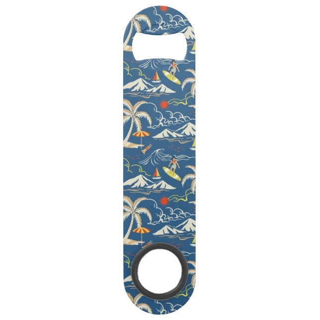 Retro Surf Tropical Pattern Bar Key (Front)