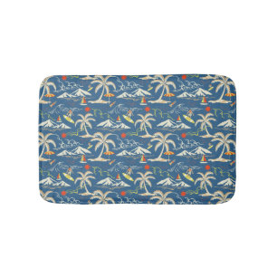 Retro Surf Tropical Pattern Bath Mat