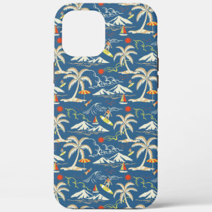 Retro Surf Tropical Pattern iPhone 12 Pro Max Case