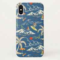 Retro Surf Tropical Pattern