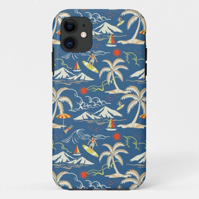 Retro Surf Tropical Pattern Case-Mate iPhone Case (Back)