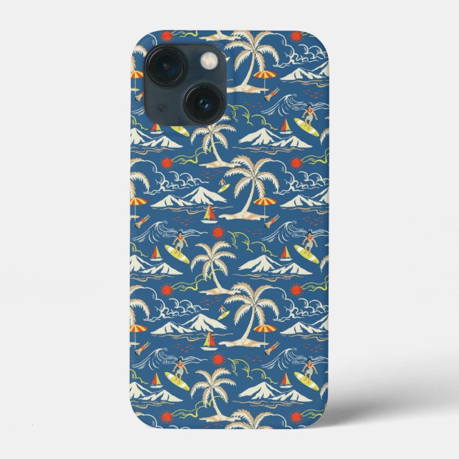 Retro Surf Tropical Pattern Case-Mate iPhone Case (Back)