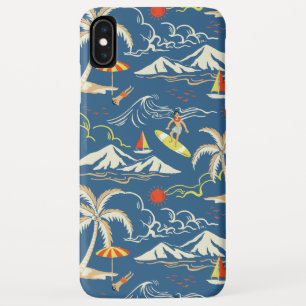 Retro Surf Tropical Pattern iPhone XS Max Case