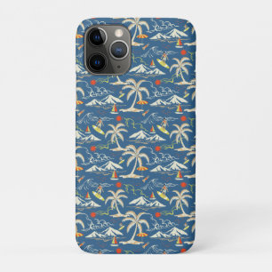 Retro Surf Tropical Pattern iPhone 11 Pro Case