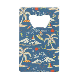 Retro Surf Tropical Pattern Credit Card Bottle Opener