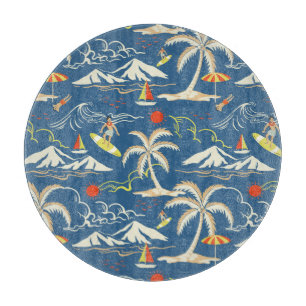 Retro Surf Tropical Pattern Cutting Board