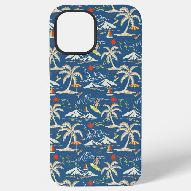 Retro Surf Tropical Pattern iPhone Case (Back)
