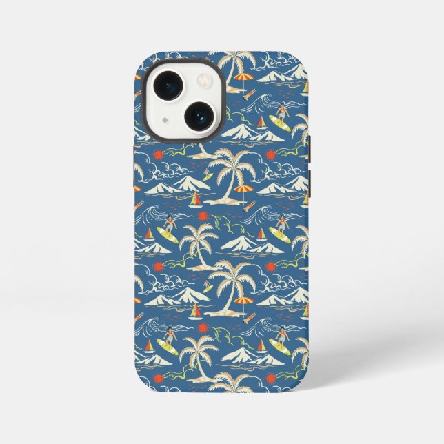 Retro Surf Tropical Pattern iPhone Case (Back)