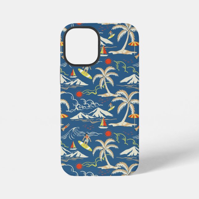 Retro Surf Tropical Pattern iPhone Case (Back)