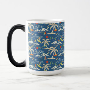 Retro Surf Tropical Pattern Magic Mug