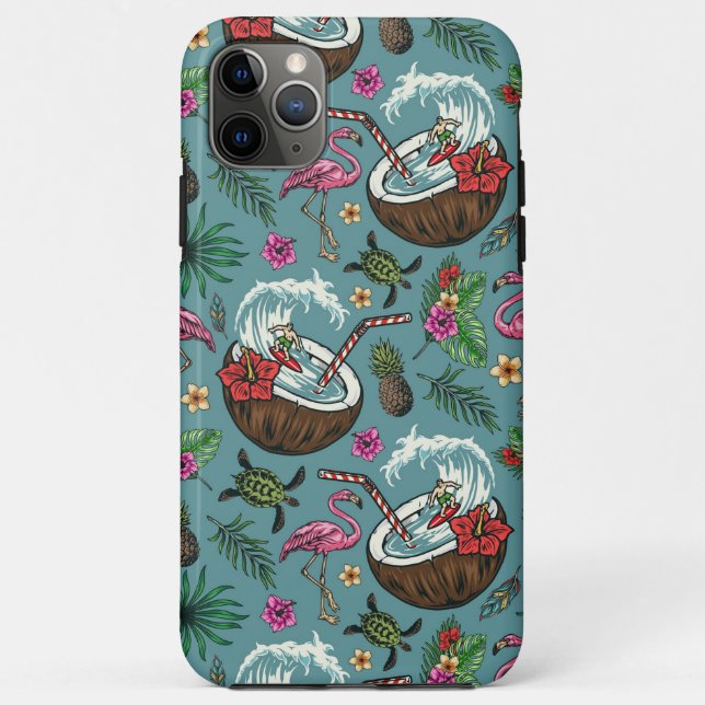 Retro surf tropical themed pattern Case-Mate iPhone case (Back)