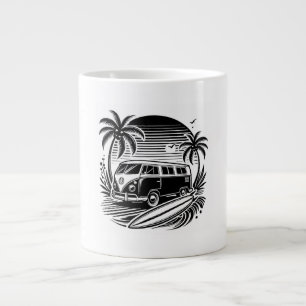 Retro Surf Van & Palm Trees Design Specialty Mug