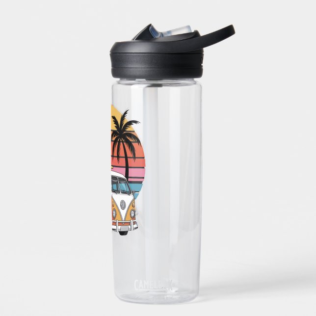 Retro Surf Van Sunset Vibes Water Bottle (Left)