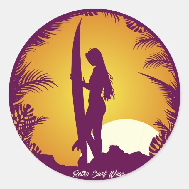 Retro Surf Wear Classic Round Sticker (Front)