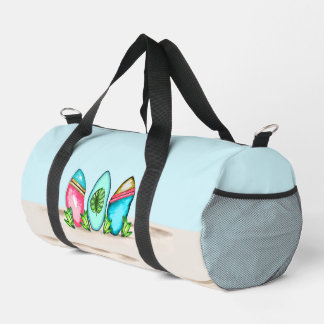 Retro Surfboards, Pink,  Duffle Bag