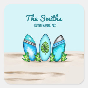 Retro Surfboards Square Sticker