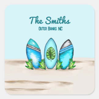 Retro Surfboards Square Sticker