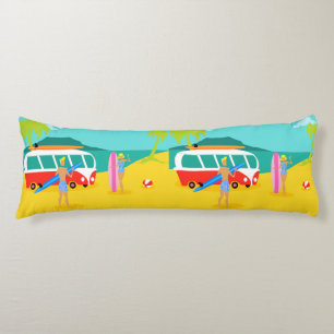 Retro Surfer Couple Body Pillow