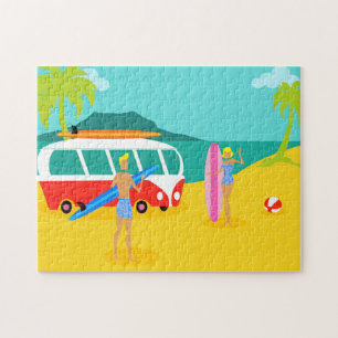Retro Surfer Couple Puzzle