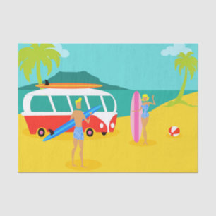 Retro Surfer Couple Tissue Paper