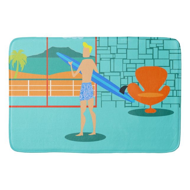 Retro Surfer Dude Bath Mat (Front)