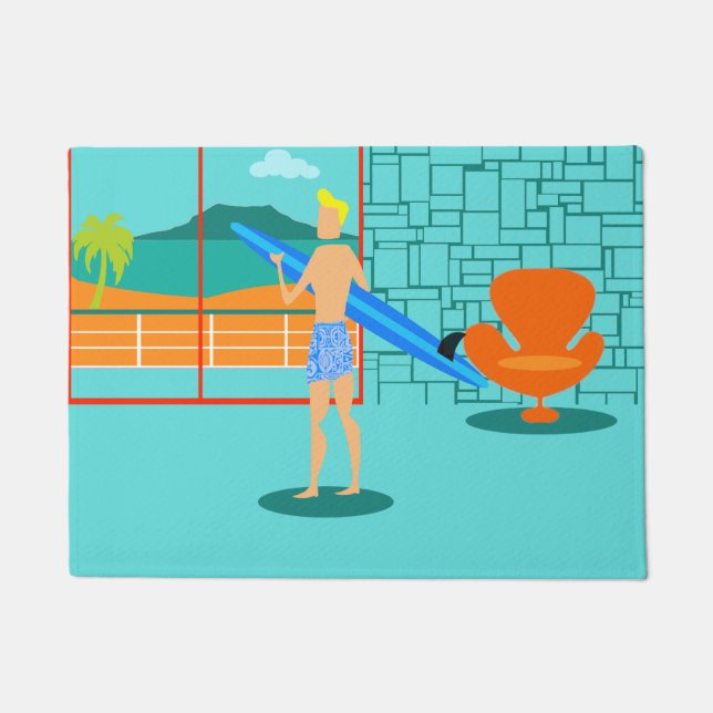 Retro Surfer Dude Door Mat (Front)