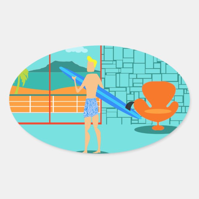 Retro Surfer Dude Stickers (Front)