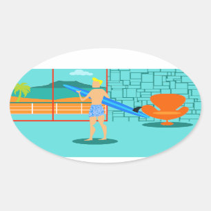 Retro Surfer Dude Stickers
