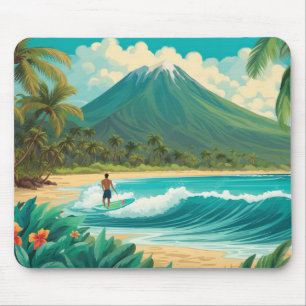 Retro Surfer in Hawaii Mouse Pad
